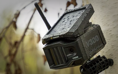 VOSKER V300 LTE Solar Trail Camera mounted to tree