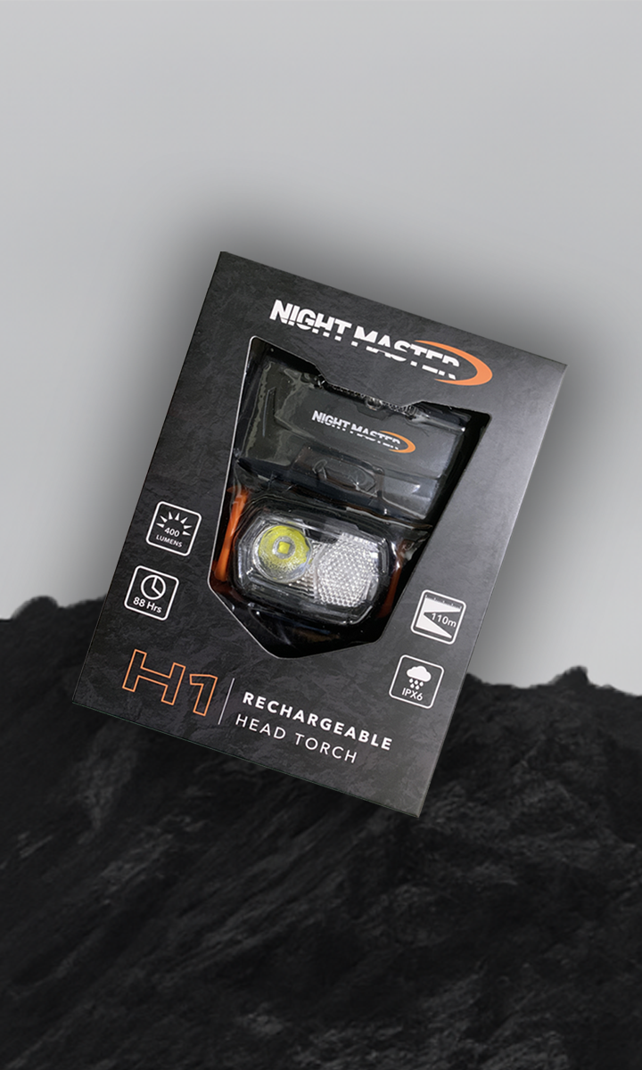 Night Master H1 Dual Colour Rechargeable Head Torch Mobile Slider
