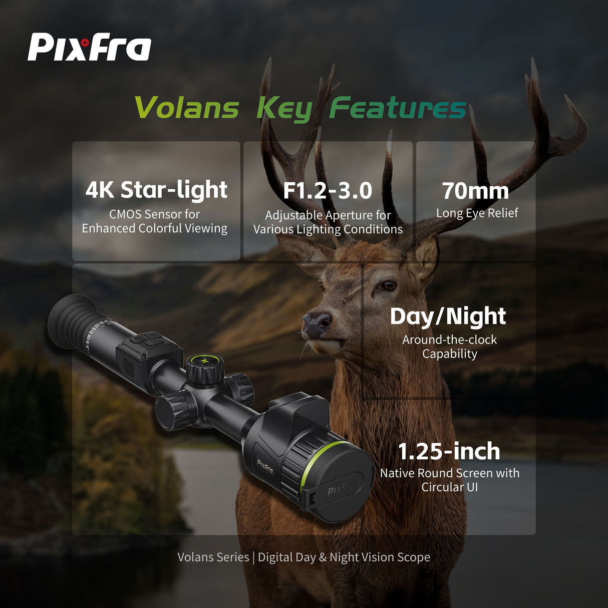 Pixfra Volans V850 4K LRF Digital Day & Night Vision Scope Key Features - Night Master